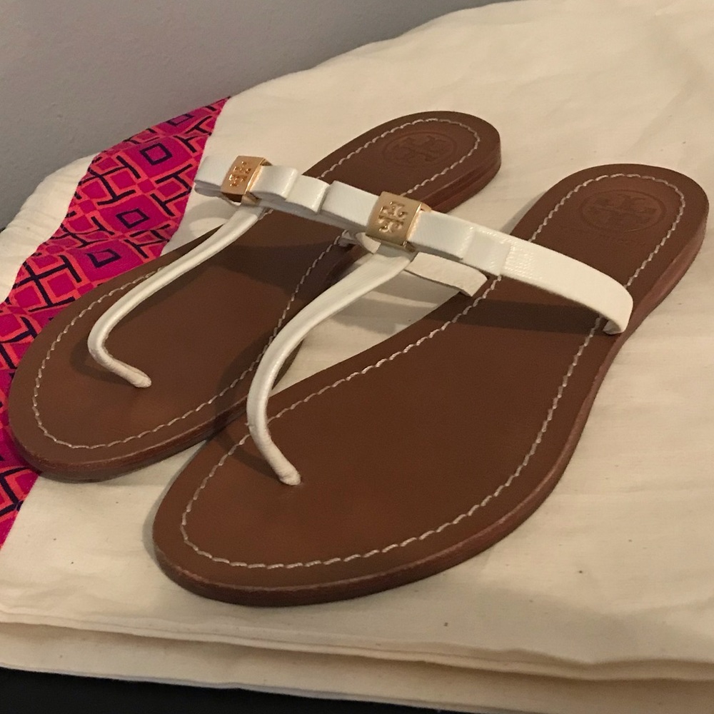 AUTHENTIC Tory Burch Ivory Sandals 8.5 EUC